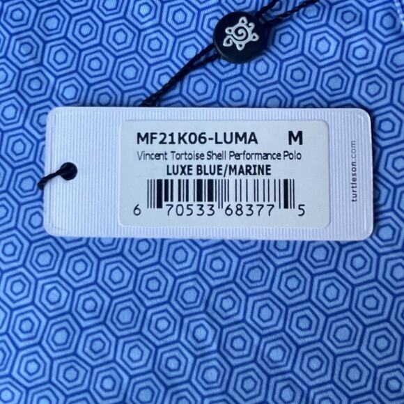 NWT Turtleson Vincent Tortoise Shell Performance Polo Amateur Players Blue Med - Picture 5 of 10